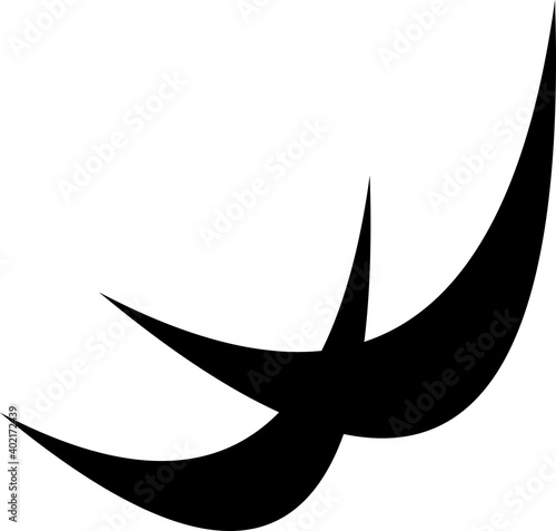 Flat black swallow design similar to letter W and boomerang weapon. Bird silhouette icon can  applied to logo of an institution or a program that is concerned with environmental issues or public corp