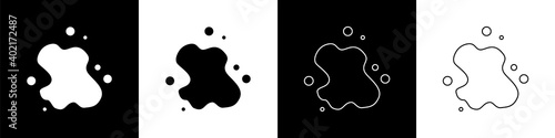 Set Water spill icon isolated on black and white background. Vector.