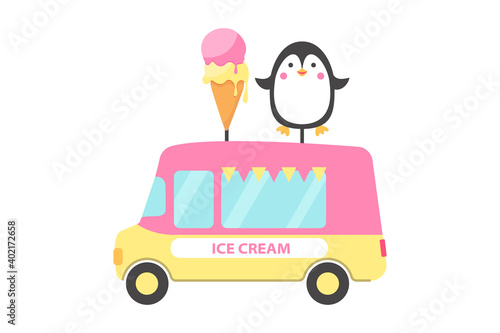 Ice cream truck. Vector illustration.