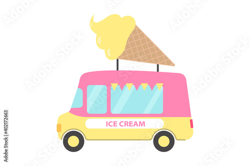 Ice cream truck. Vector illustration.