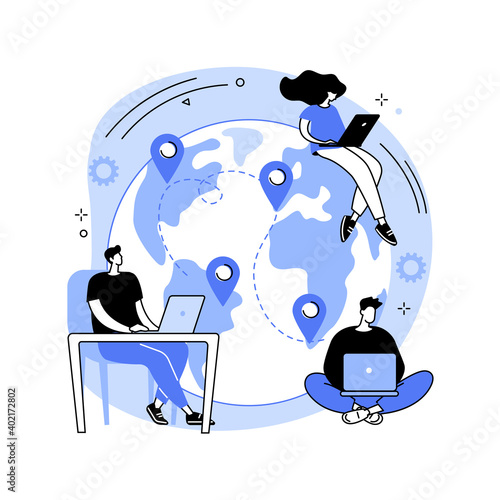 Outsourcing abstract concept vector illustration. Business process outsourcing, outplacement, offshore software development, freelance job, recruitment company, agreement abstract metaphor.