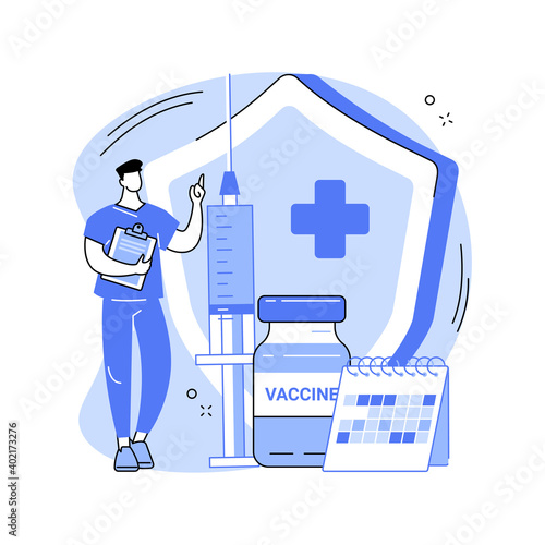 Vaccination program abstract concept vector illustration. Vaccination info, immunization program, infectious disease prevention, vaccine, health protection, public healthcare abstract metaphor.