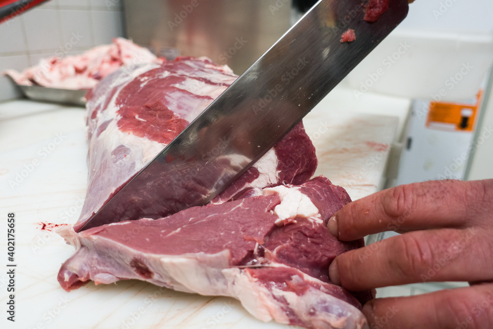 butcher cuts beef, perfect cut