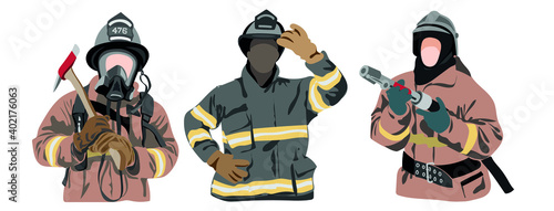 vector set of group of firefighters for your design