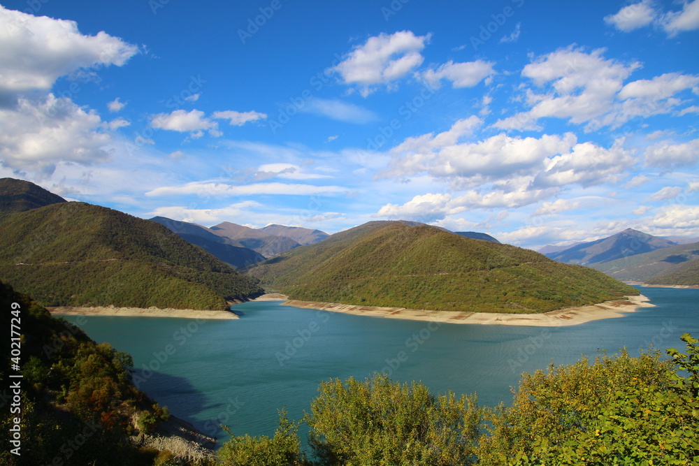 View of the Zhinvali reservoir in Georgia 
