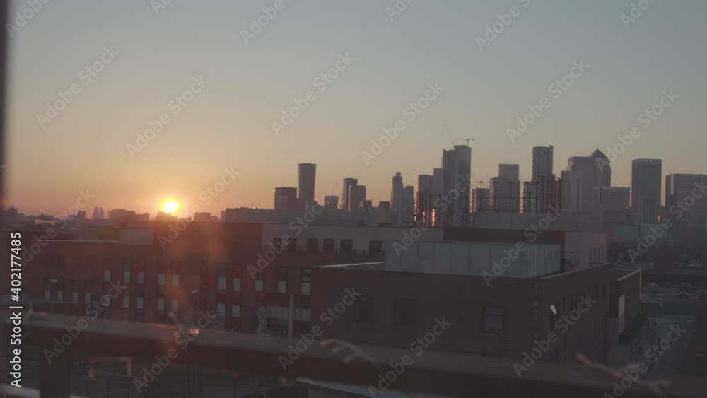 London lockdown sunset over canary wharf London lockdown sunset over canary wharf