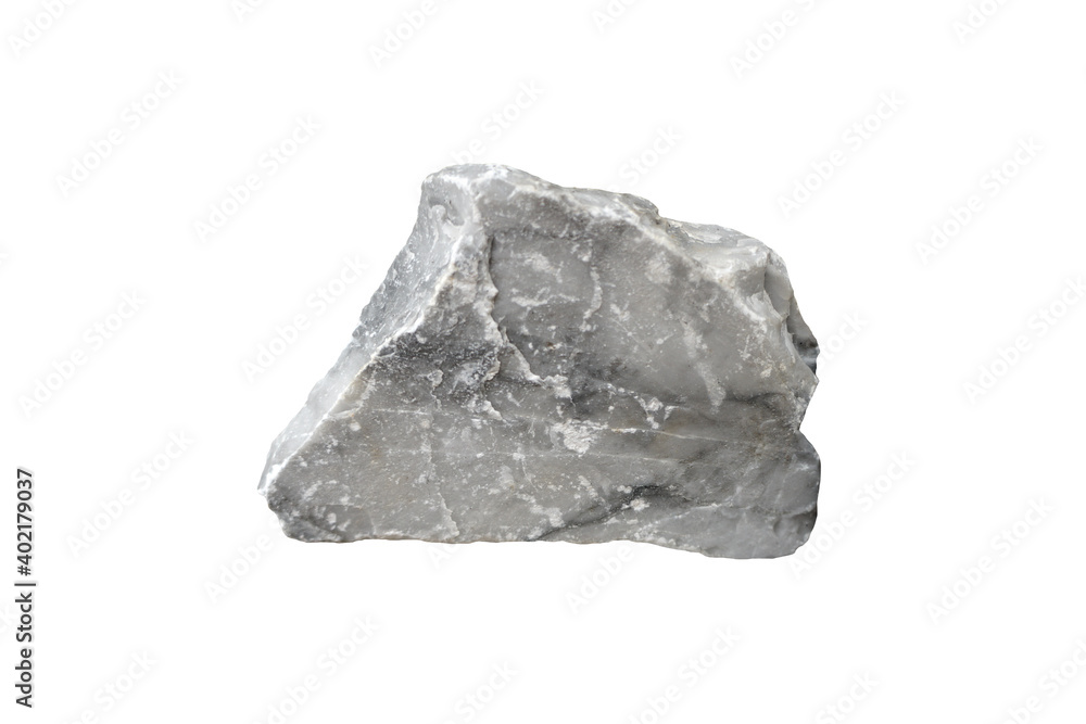 raw specimen of limestone rock isolated on white background.
