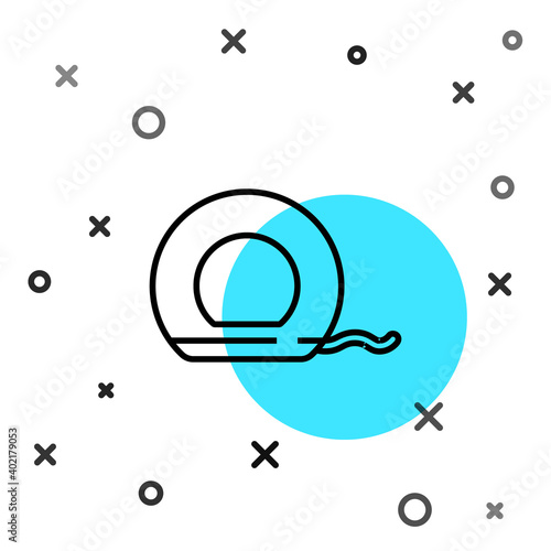 Black line Dental floss icon isolated on white background. Random dynamic shapes. Vector.