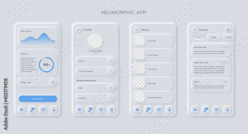 Neumorphic mobile app template. photo