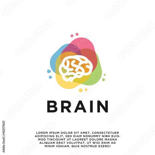 white brain logo illustration design template color full logotype vector icon