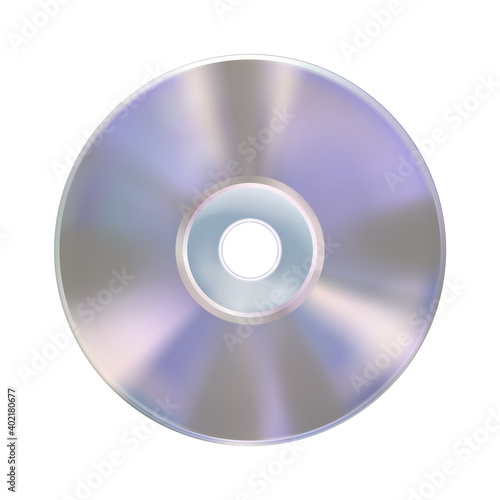 Compact disk or laser disc, isolated on white background. Realistic CD mockup. Information carrier. Media technology. Musical album. Vector illustration