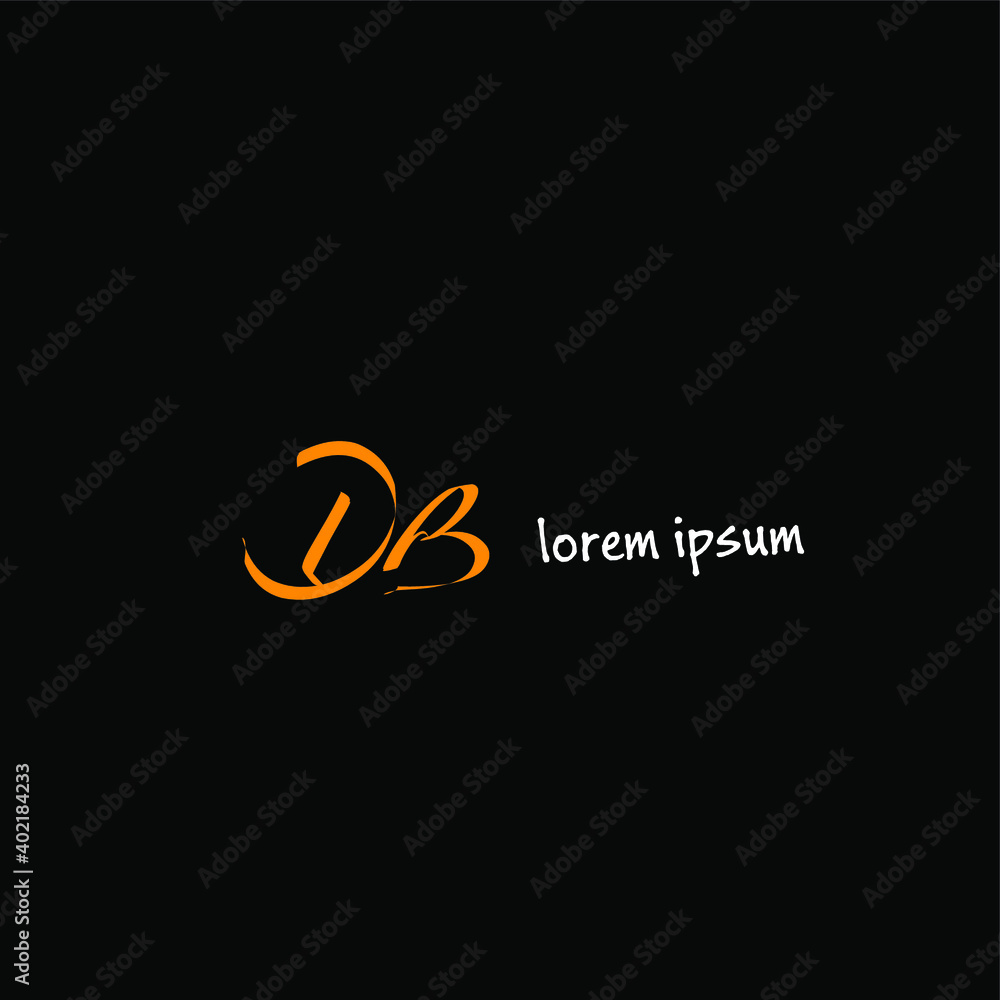 DB D B Initial Handwriting or Handwritten Logo for Identity. Logo with Signature and Hand Drawn Style.