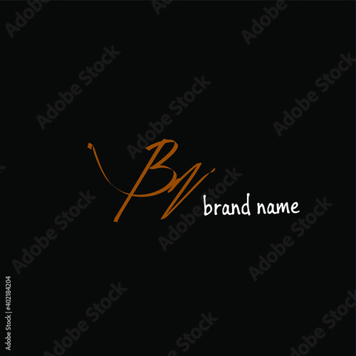Bn B n Initial Handwriting or Handwritten Logo for Identity. Logo with Signature and Hand Drawn Style.