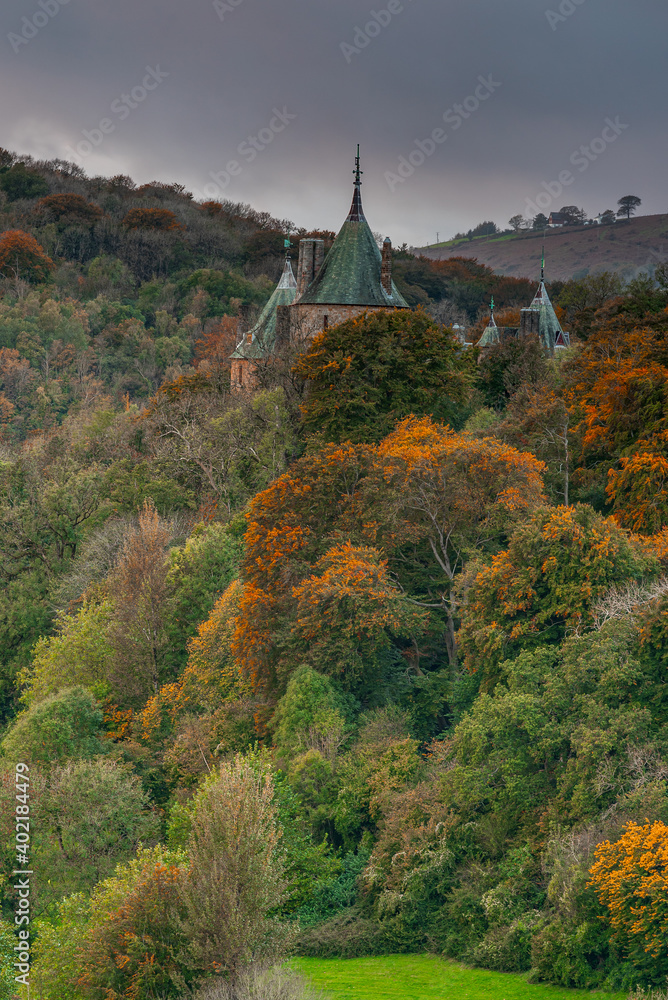 Castell Coch, the Red Castle, on the outskirts of Cardiff, Wales, in the autumn