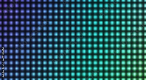 Led screen texture. Pixel digital display. Electronic diode effect. Lcd monitor with dots. Projector grid template. Blue turquoise green videowall with bulb. Television background. Vector illustration