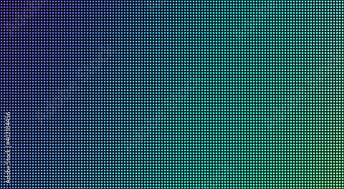 Led screen texture. Pixel digital display. Electronic diode effect. Lcd monitor with dots. Projector grid template. Blue turquoise green videowall with bulb. Television background. Vector illustration