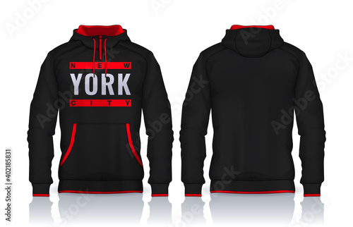 Hoodie shirts template.Jacket Design,Sportswear Track front and back view.