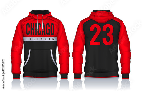 Hoodie shirts template.Jacket Design,Sportswear Track front and back view.