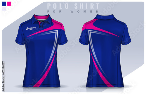 t-shirt sport design for women,  Jersey mockup.  Polo Uniform template.