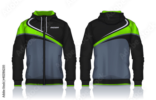Hoodie shirts template.Jacket Design,Sportswear Track front and back view.