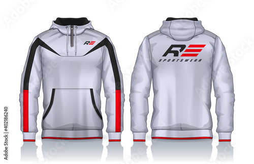 Hoodie shirts template.Jacket Design,Sportswear Track front and back view.
