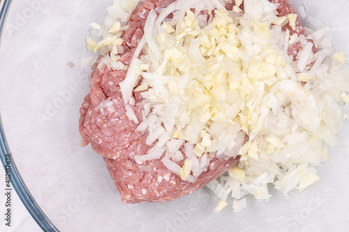 Raw Minced Meat ready for preparing meatballs