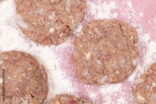 Raw Meatballs on the tray ready for baking or frying