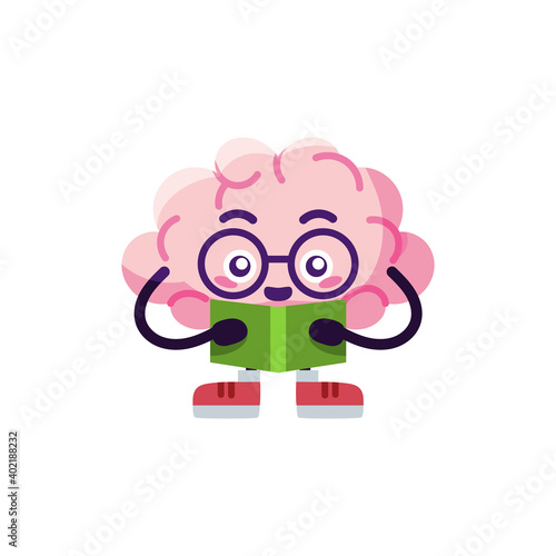 Wallpaper Mural Isolated brain cartoon studying with a book - Vector illustration Torontodigital.ca