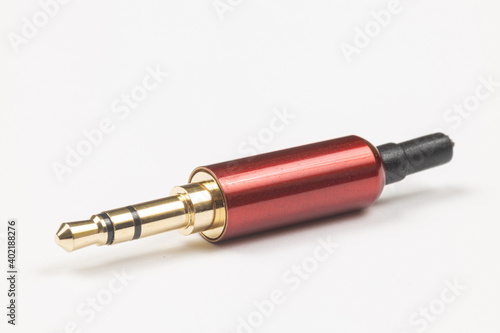Metal Audio Jack connectors isolated above white background