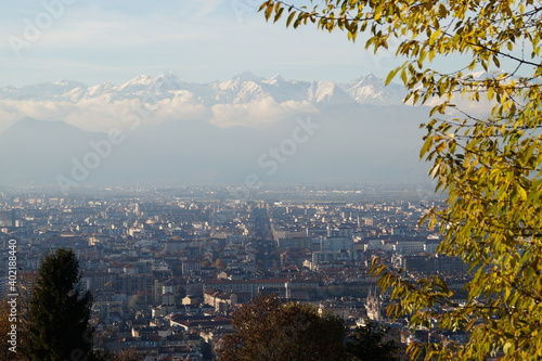 Italy, Turin, panorama: view of the city and the Alps