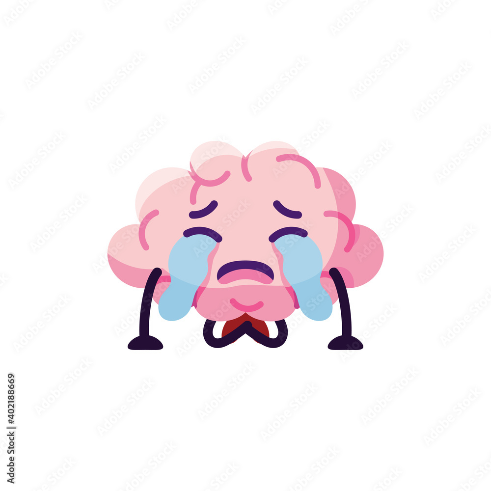 Isolated sad brain cartoon crying - Vector illustration Isolated sad brain cartoon crying - Vector illustration