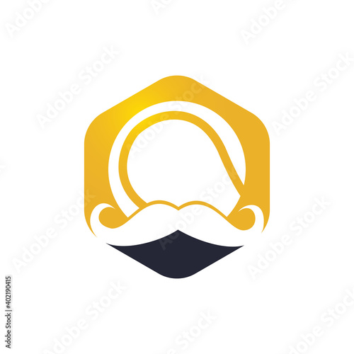 Strong tennis vector logo design. Moustache and soccer ball vector icon design. 
