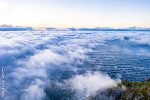 Dramatic aerial view of the Slieve League cliffs in County Donegal, Ireland