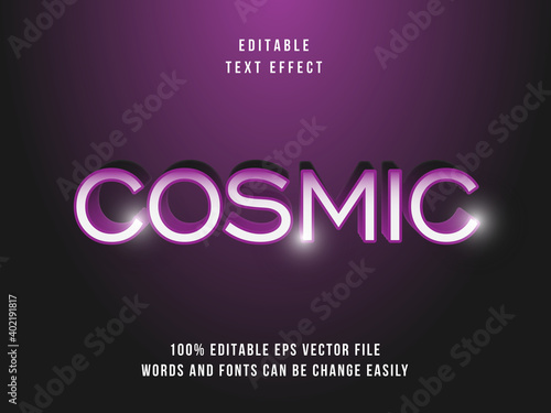 Editable Cosmic text effect with purple background