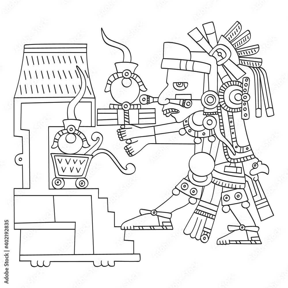 vector image with Aztec god  Piltzintecuhtli lord of the rising sun for your project