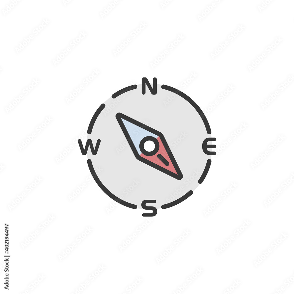 Compass south east direction. Filled color icon. Weather vector illustration Compass south east direction. Filled color icon. Weather vector illustration