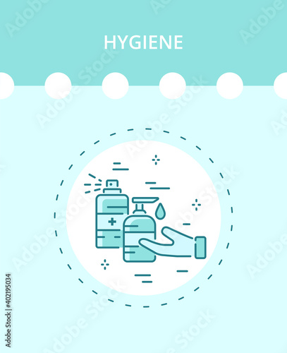 Linear hygiene icon in a vector. Аntiseptic.