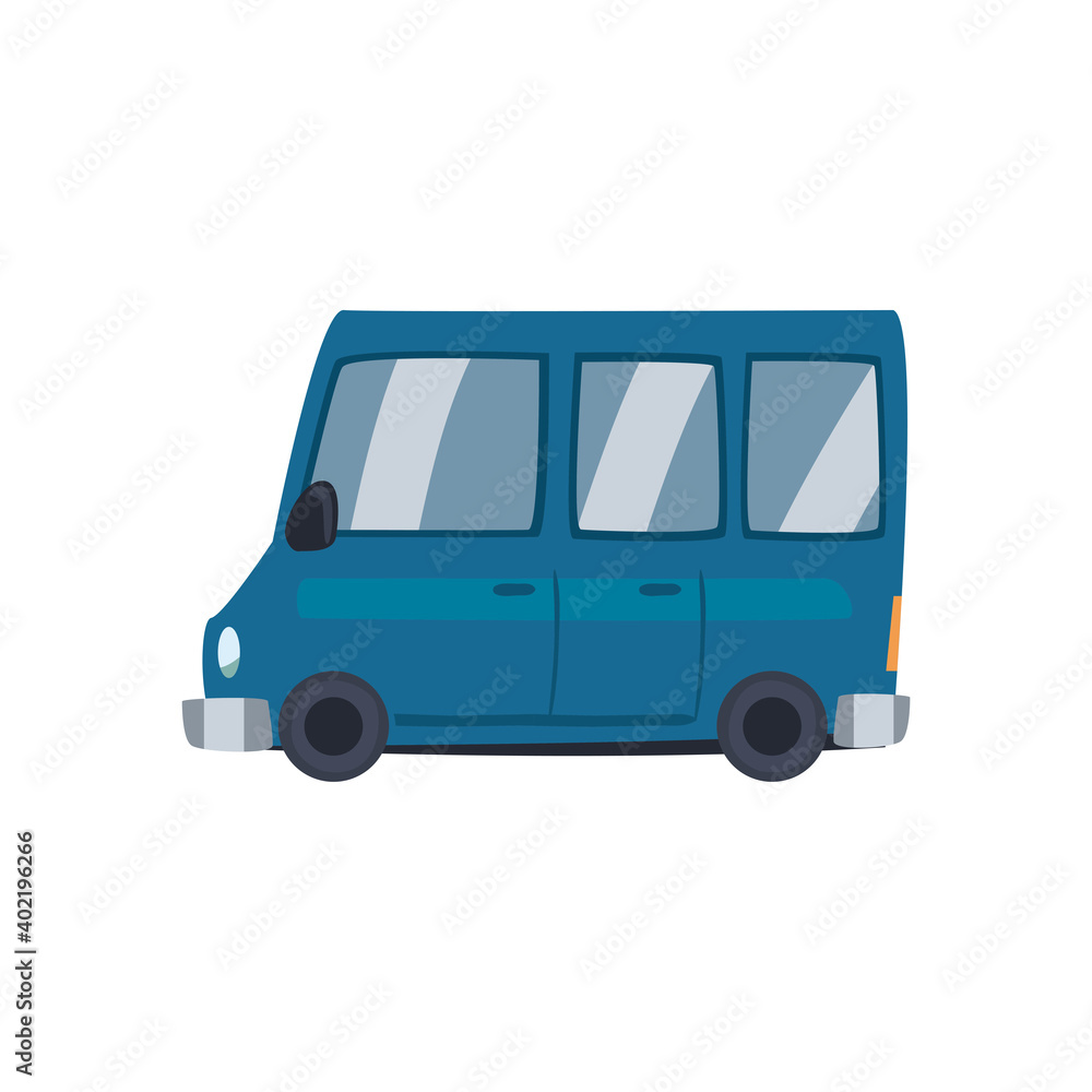 blue and minivan car icon vector design