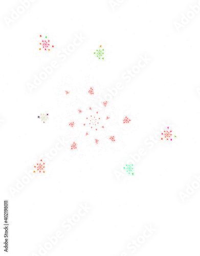 Festive ornament on white. Abstract colorful firecracker, Christmas cracker or fireworks. 