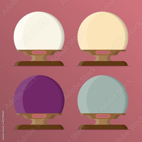A set of balloons with empty space for text or your images. Magic ball with snow. Cartoon vector illustration in flat style
