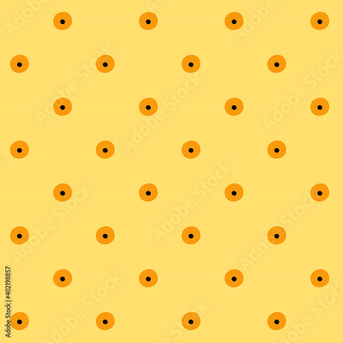 Fashionable pattern, Yellow polka dots with black dots on a light yellow background, seamless pattern