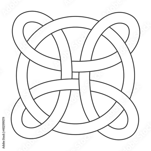 monochrome icon with Celtic knot art and ethnic ornaments