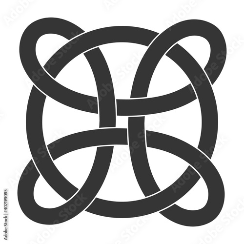 monochrome icon with Celtic knot art and ethnic ornaments
