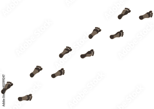 Human bare foot imprints. Vector illustration on a white background.