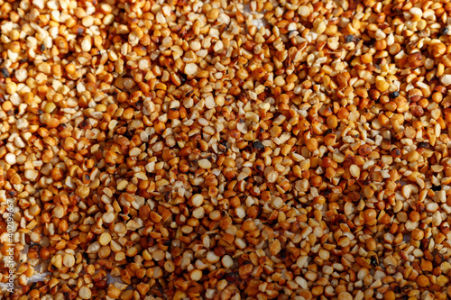 Ethiopian traditional grains dry in the sun so that they can be prepared for consumption