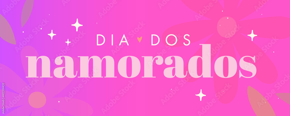 Fototapeta premium Valentines day lettering type romantic; dia dos namorados português