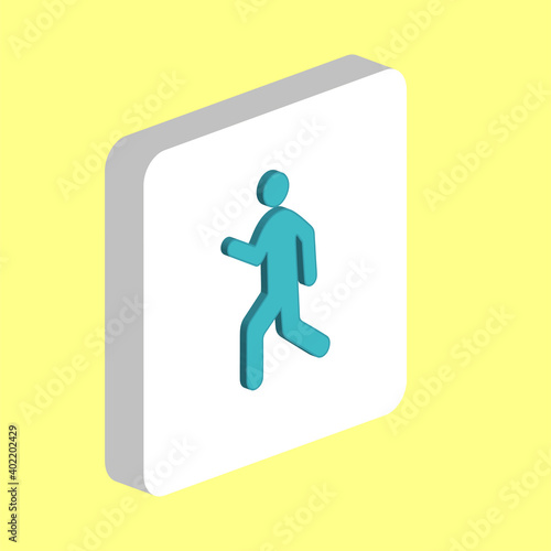 Walk man Simple vector icon. Illustration symbol design template for web mobile UI element. Perfect color isometric pictogram on 3d white square. Walk man icons for business project.