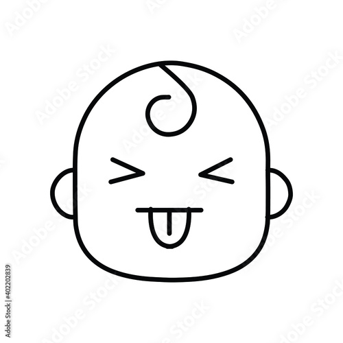 Naughty Baby face emotion line icon