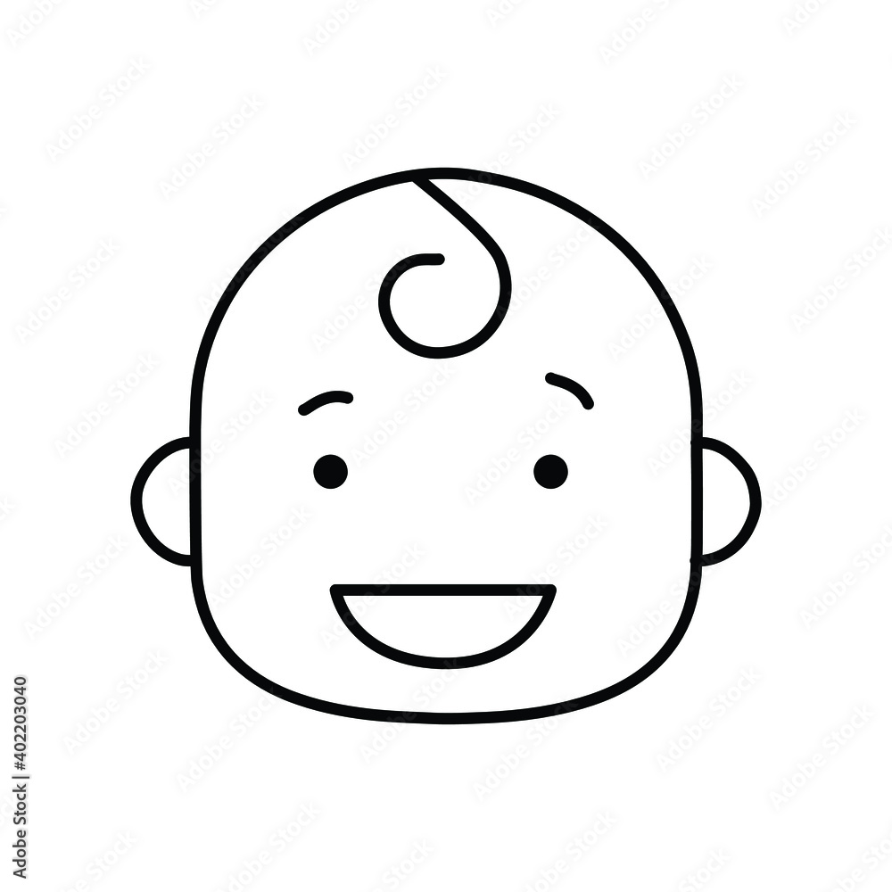 Fototapeta premium Baby smiling face emotion line icon
