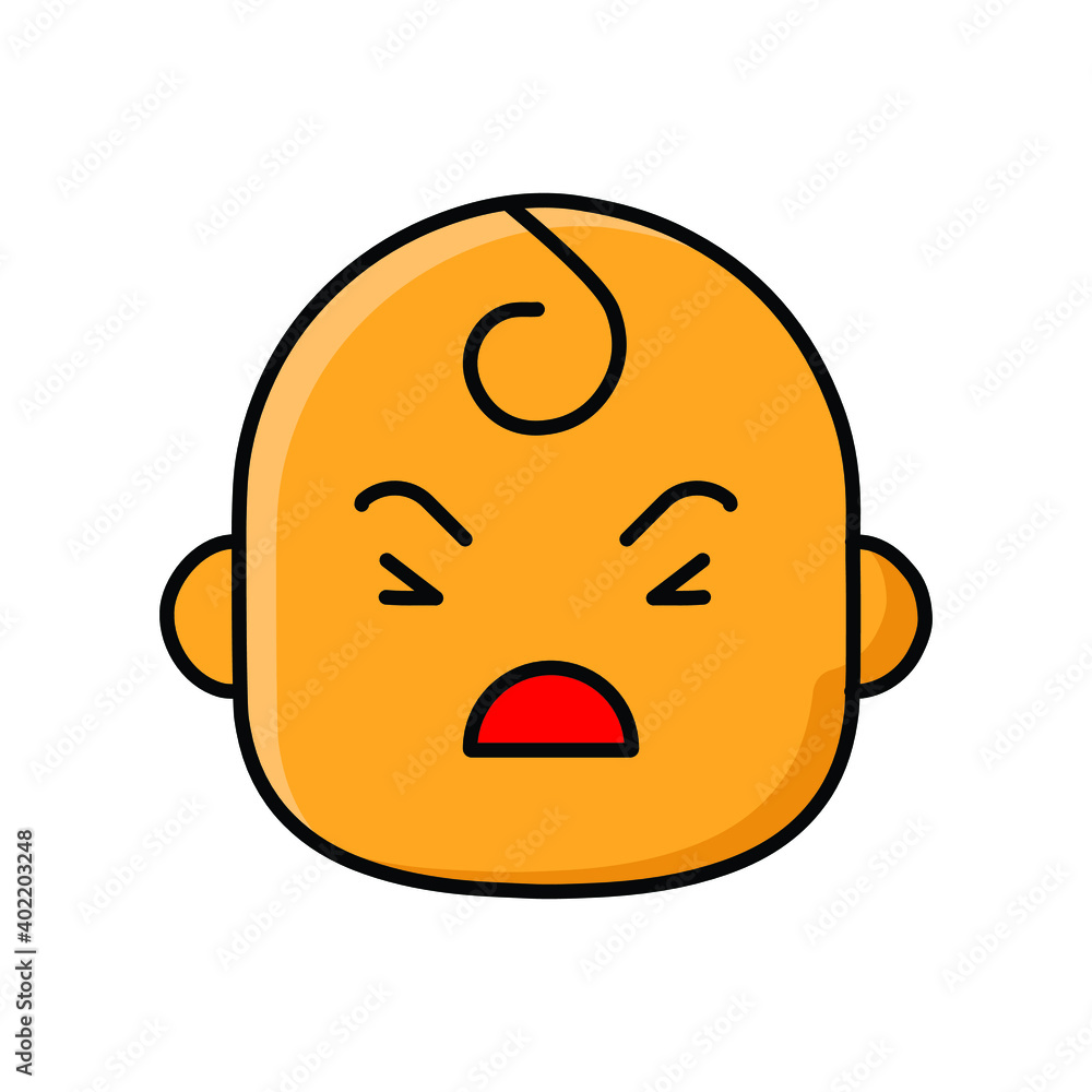 Annoyed baby face emoticon colored line icon Annoyed baby face emoticon colored line icon